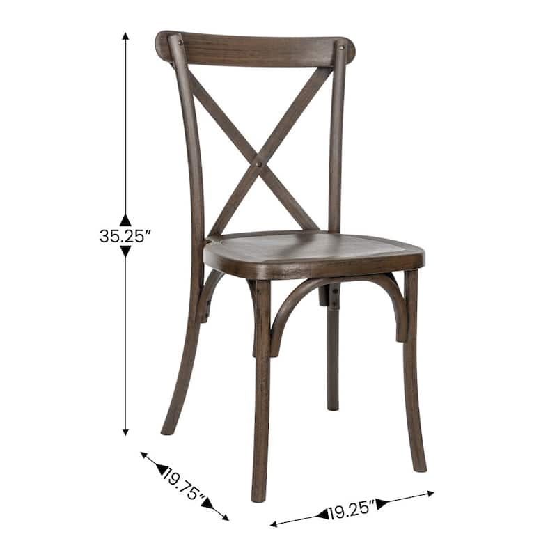 Indoor/Outdoor Commercial Grade Wood Look Resin Cross Back Chair - 19.25"W x 19.75"D x 35.25"H