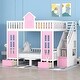 preview thumbnail 3 of 50, Full-Over-Full Bunk Bed with Changeable Table White/Pink