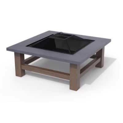 Living Accents Steel Modern Square Wood Fire Pit 34" W