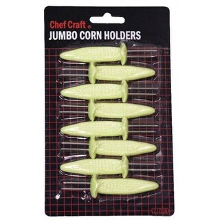 Chef Craft Interlocking Jumbo Corn Holders – 4 Pairs (8 Picks) – Rubber/Stainless Steel – Multi-Color