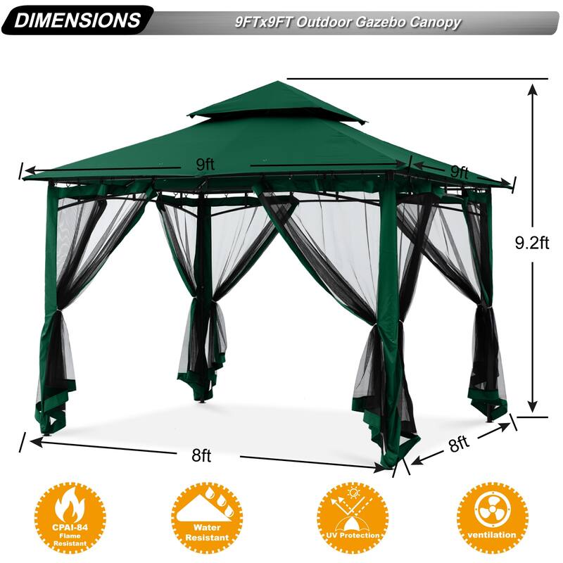 ABCCANOPY Patio Outdoor Gazebo for Double Roof Soft Canopy