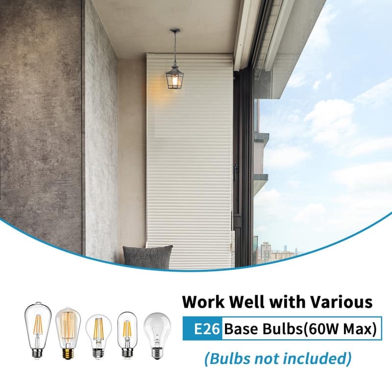 Farmhouse Black Outdoor Pendant Light - 14.5" Clear Glass Hanging Fixture, E26 Socket for Porch, Patio & Entryway (1-Pack)