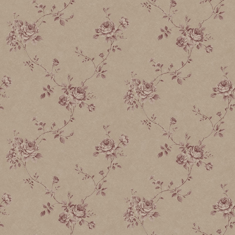 Galerie Wallcoverings Palazzo 2 Collection Delicate Floral Vinyl on Non-woven Matte Wallpaper Roll - 33 feet x 21 inches - Beige