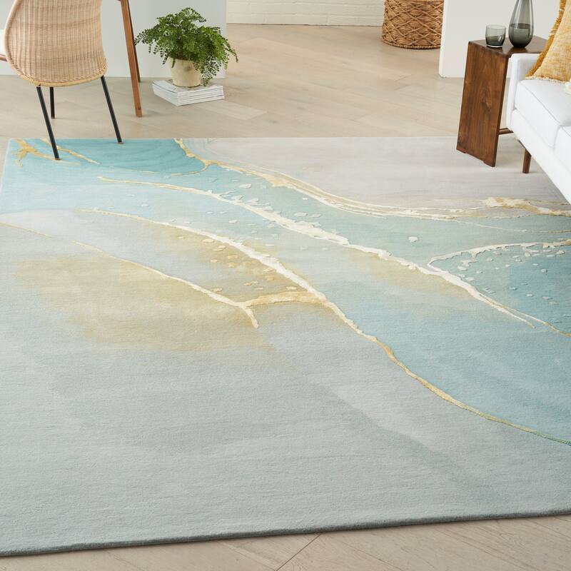 Nourison Prismatic Modern Abstract Shimmer Spa Glam Area Rug