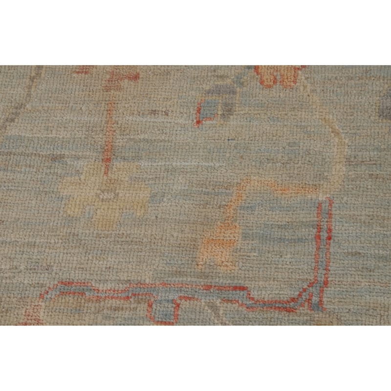 Hand Knotted Oriental 100% Wool Carpet Transitional All-Over Navy Blue & Blues Oushak Area Rug - 14' 1'' X 10' 2''