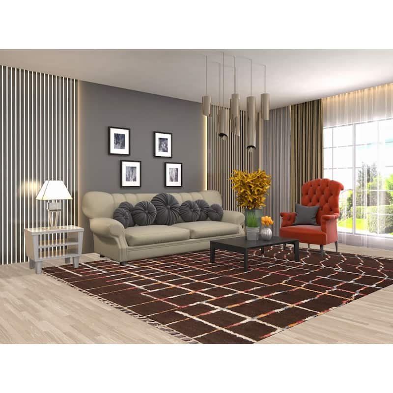 Contemporary Geometric Moroccan Oriental Area Rug Handmade Wool Carpet - 8'2" x 10'5"