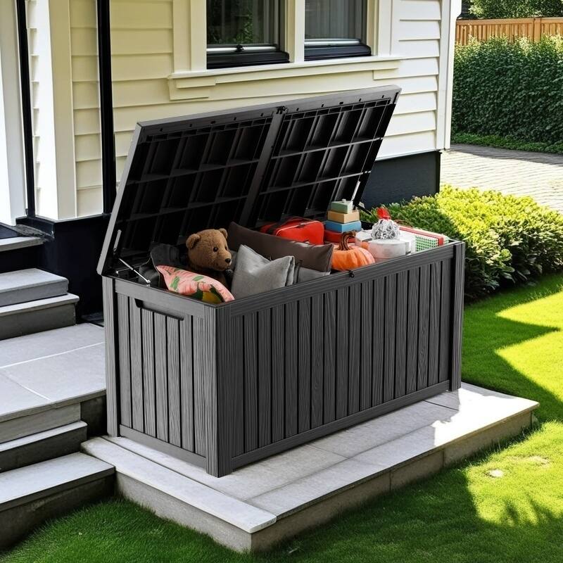 Momei 180 Gallons Large Resin Water Resistant Patio Storage Box