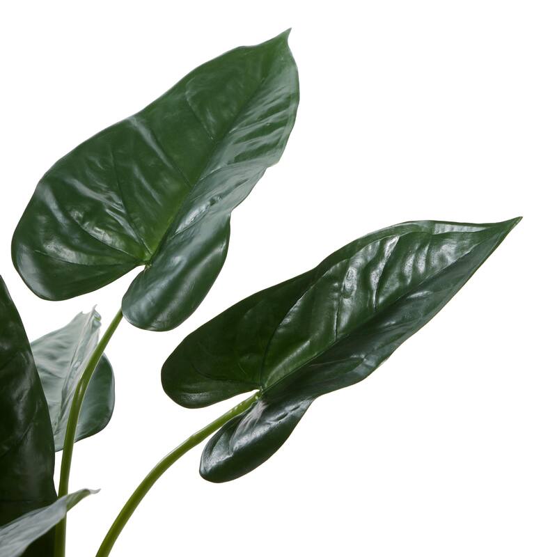 Faux Foliage Bird of Paradise or Anthurium Artificial Plant with Realistic Leaves and Black Pot - Green - Roche River Decor
