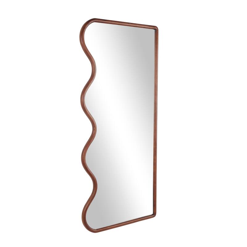 Brown Wood Wavy Room Wall Mirror