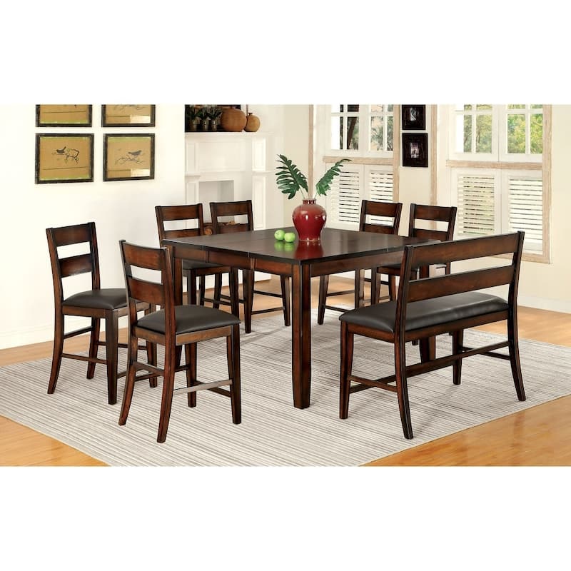 Furniture of America Paur Cherry 54-inch Square Expandable Counter Height Table