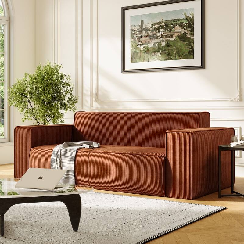 Mixoy Modern Velvet Fabric Loveseat Sofa with Legless Design&Widened Armrest,Upholstered 2-Seater Couch for Living Room