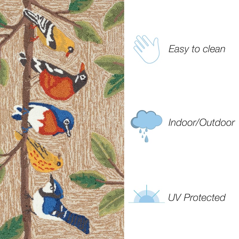 Liora Manne Frontporch Birds On A Branch Indoor/Outdoor Area Rug