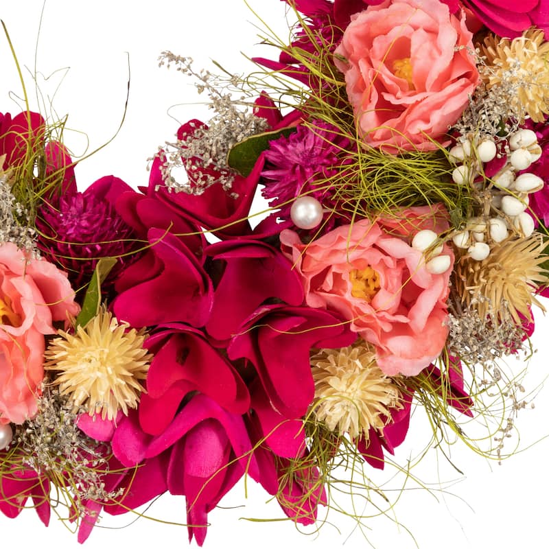Mixed Floral and Berries Artificial Spring Wreath - 12.5"