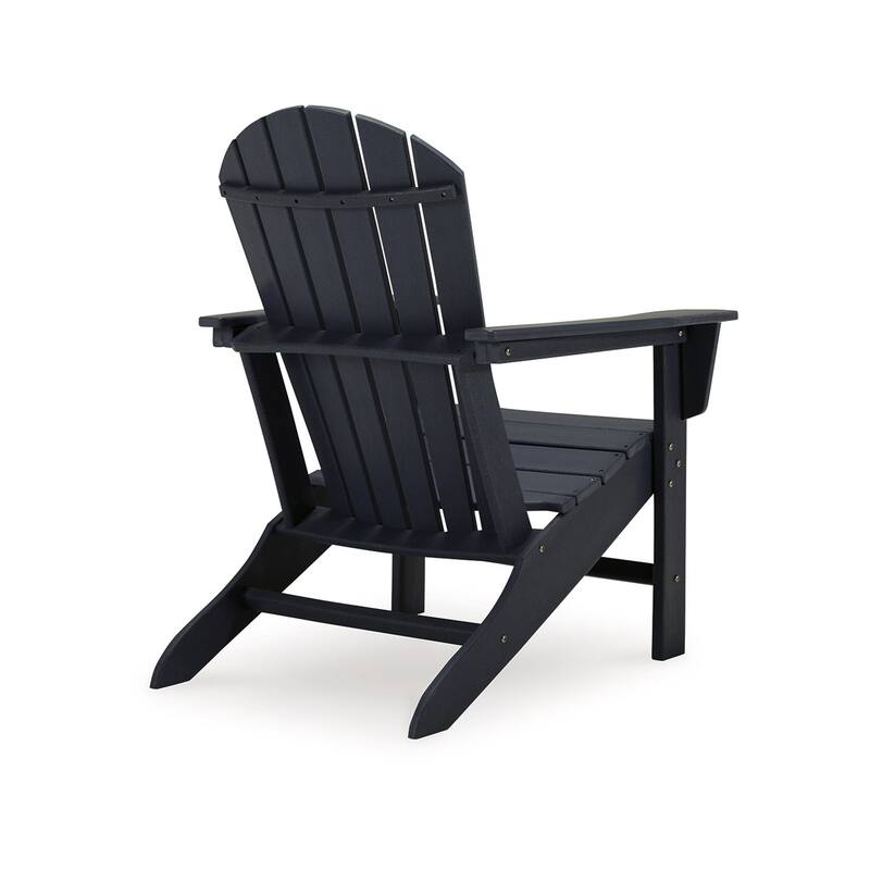 Sami 33 Inch Outdoor Chair, Slatted Design, Adirondack, Black Finish