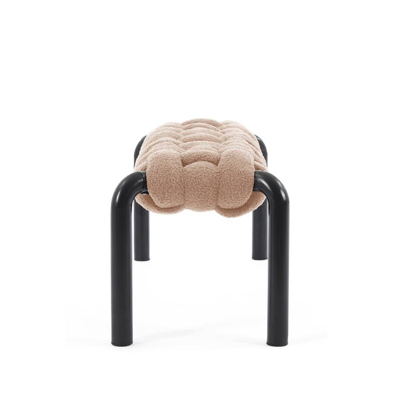 Christopher Knight Home - Teddy Braided Upholstered Bench with Black Metal Legs End-of-Bed Seating