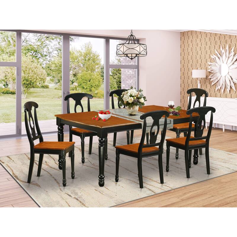East West Furniture Dining Table Set- a Rectangle Dining Room Table and Kitchen Chairs, Black & Cherry (Pieces & Seat Option) - DOKE5-BCH-W