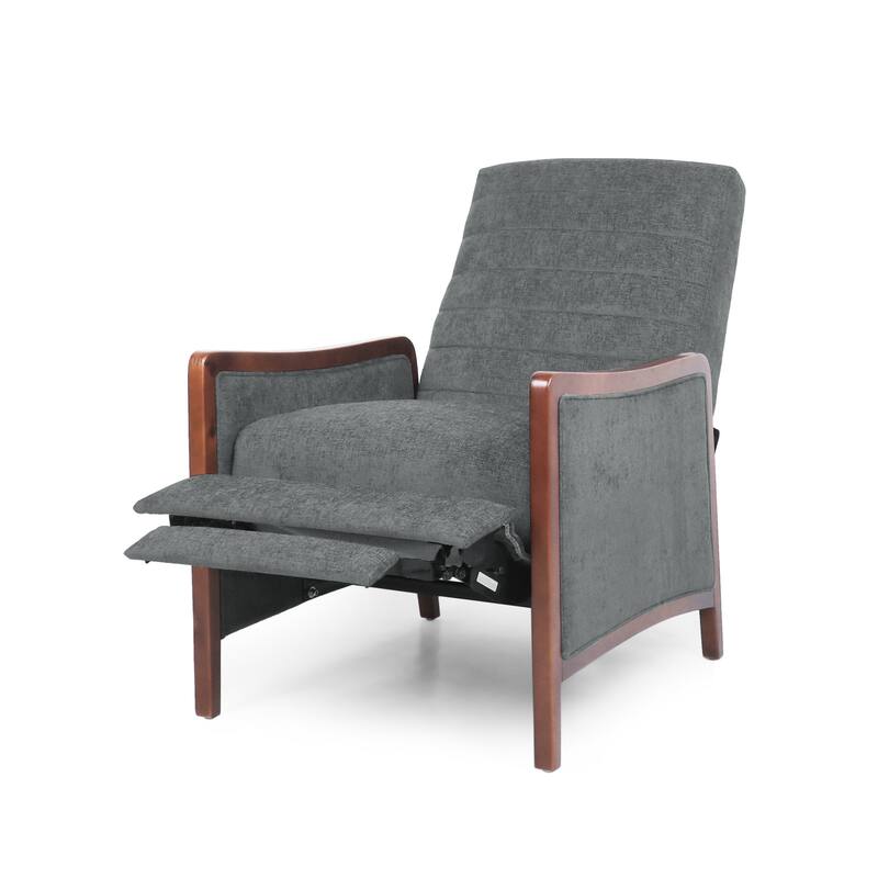 Birch Wood Push‑Back Recliner Chair with Channel Stitching