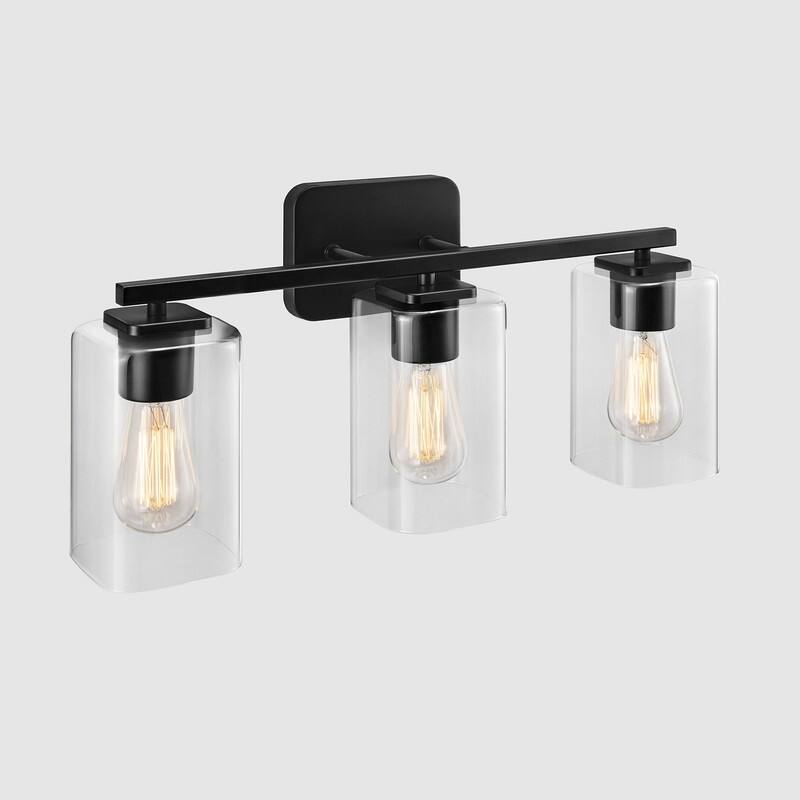 KAWOTI 3 Light Bathroom Vanity Light with Rectangular Glass Shade