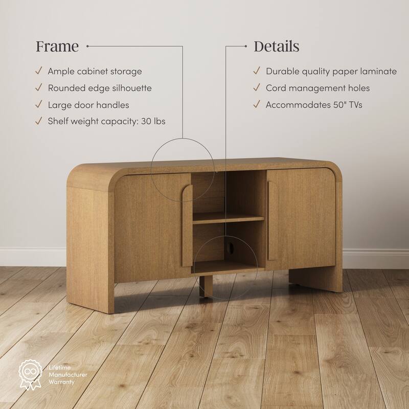 Iris Mid Century Modern Minimalist TV Stand with Storage, Media Console Cabinet for TVs Up To 50"