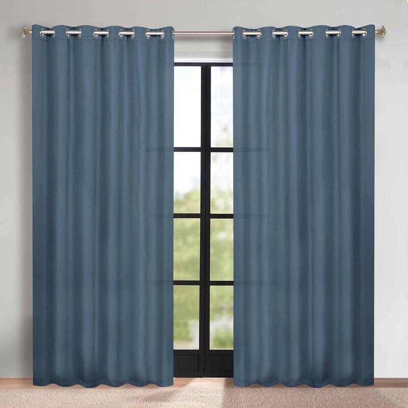 Superior Solid Machine Washable Room Darkening Grommet Blackout Curtains, Set of 2