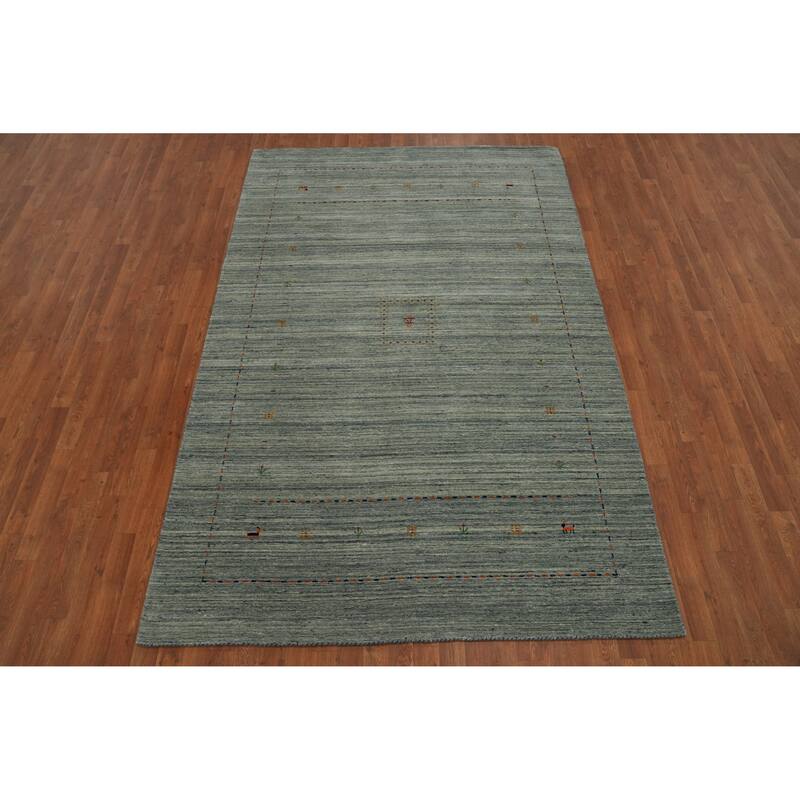 Hand Knotted Oriental 100% Wool Carpet Tribal Animal Pictorial Green Gabbeh Area Rug - 8' 11'' X 5' 11''
