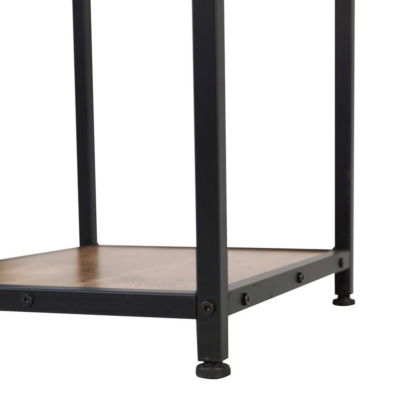 Metal Frame Bar Table with Bottle and Stemware Storage