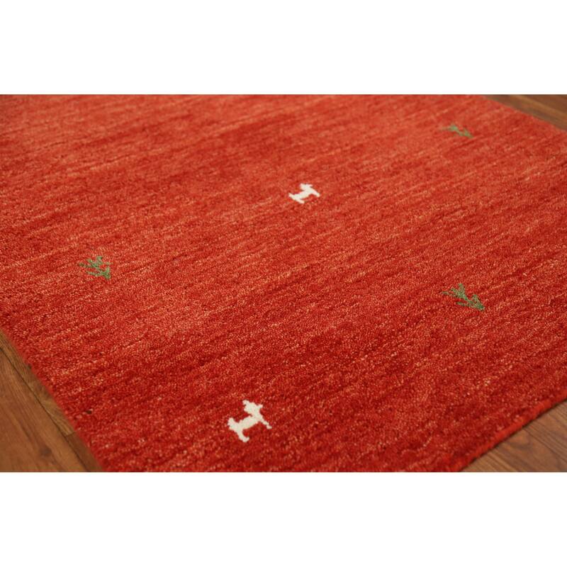 Tribal Gabbeh Indian Runner Rug Hand-Knotted Modern Wool Carpet - 2'8" x 9'10" - 2'8" x 9'10" - Orange
