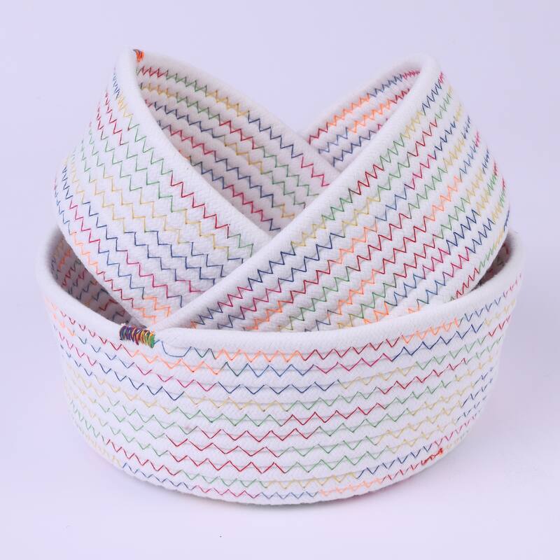 Round Woven Storage Basket, Small Storage Bin for Entryway Desk Key Tray Bowl, Catchall Home Decor