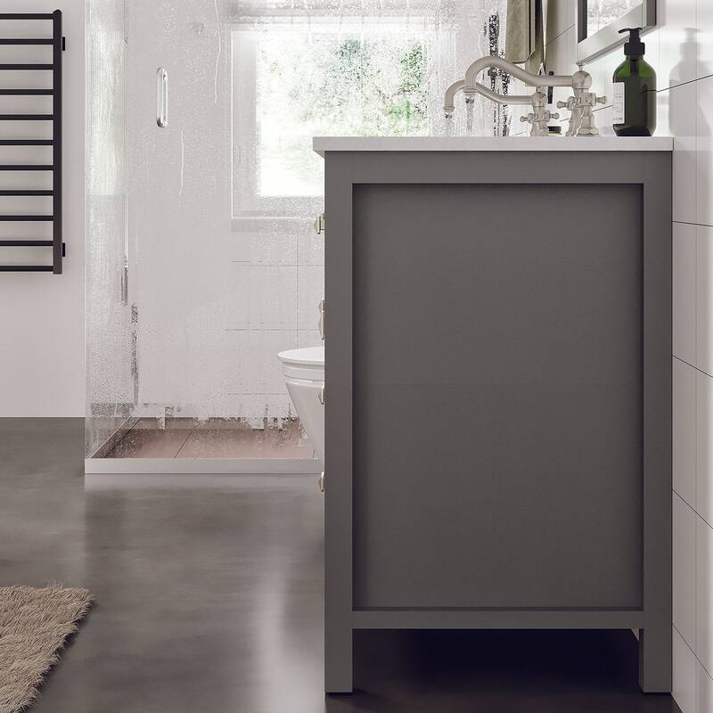 Artemis 48" Gray DS Bath Vanity with Carrara Style Man-Made Stone Top - 48