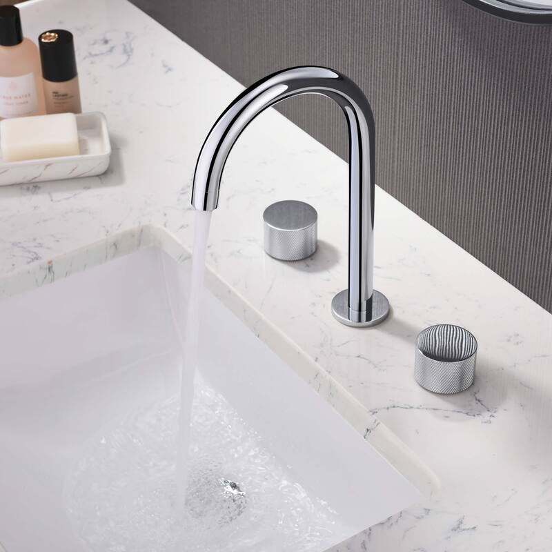 Circular X 8" Bathroom Sink Widespread Faucet with Drain Assembly