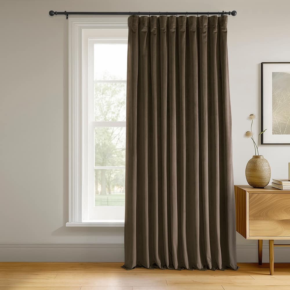 Exclusive Fabrics Signature Extra Wide Java Velvet Blackout Curtain (1 Panel) - Luxurious Blackout Drapery for Elegant Décor