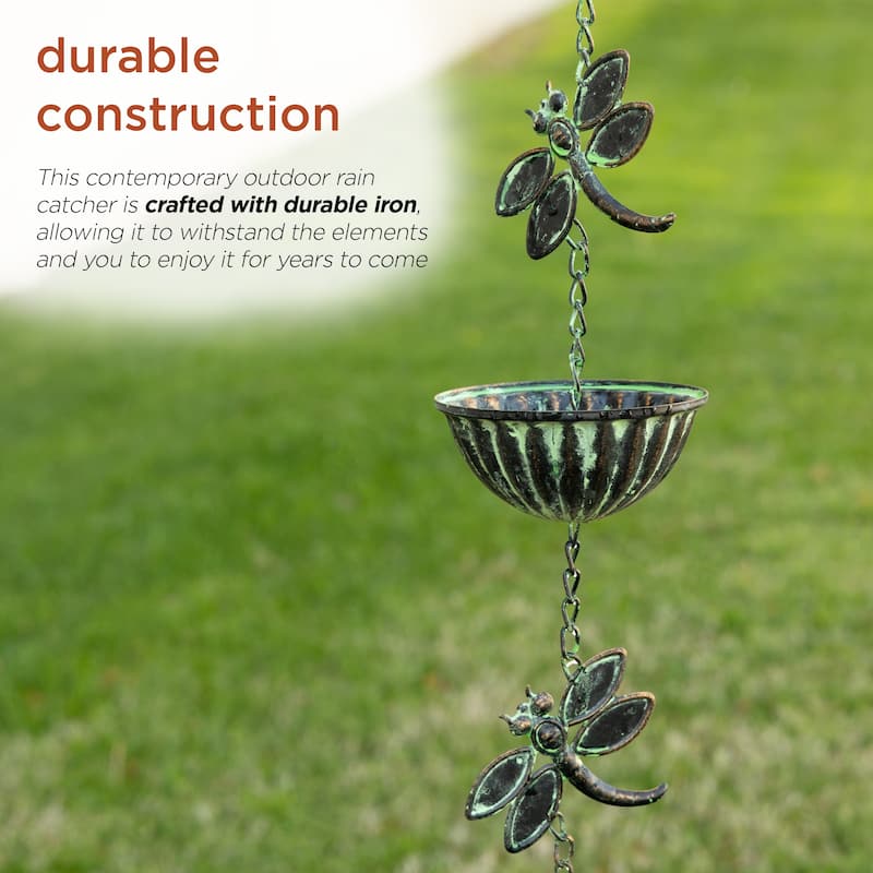 Metal Hanging Dragonfly Chain Rain Catcher