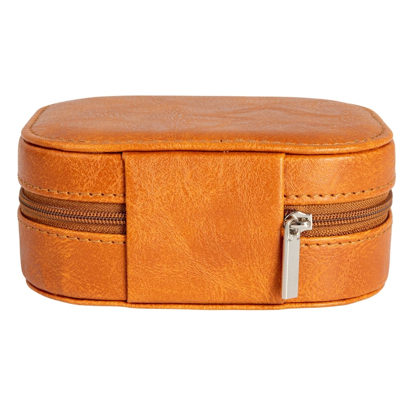 Household Essentials Vegan Leather Travel Jewelry Organizer Box - 5.0"L x 3.8"W x 2.0"H