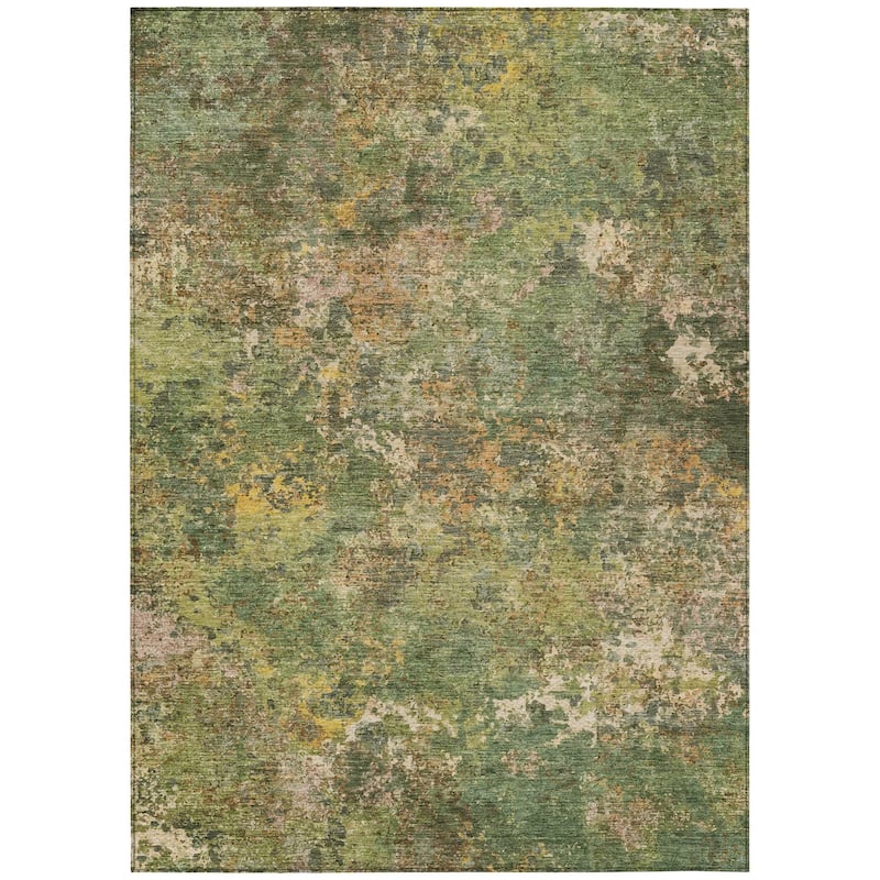 Machine Washable Indoor/Outdoor Abstract Watercolor Chantille Rug