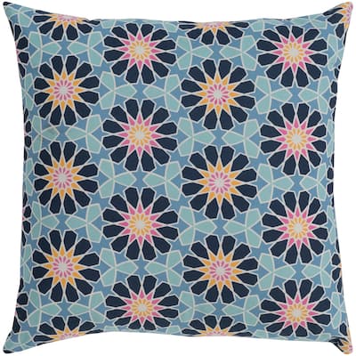 Isaija Medallion Denim Feather Down or Poly Filled Throw Pillow 20-inch