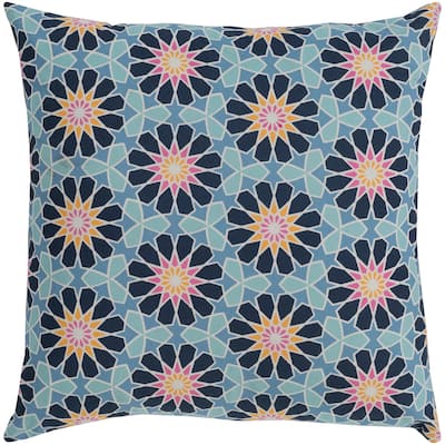 Isaija Medallion Denim Feather Down or Poly Filled Throw Pillow 22-inch