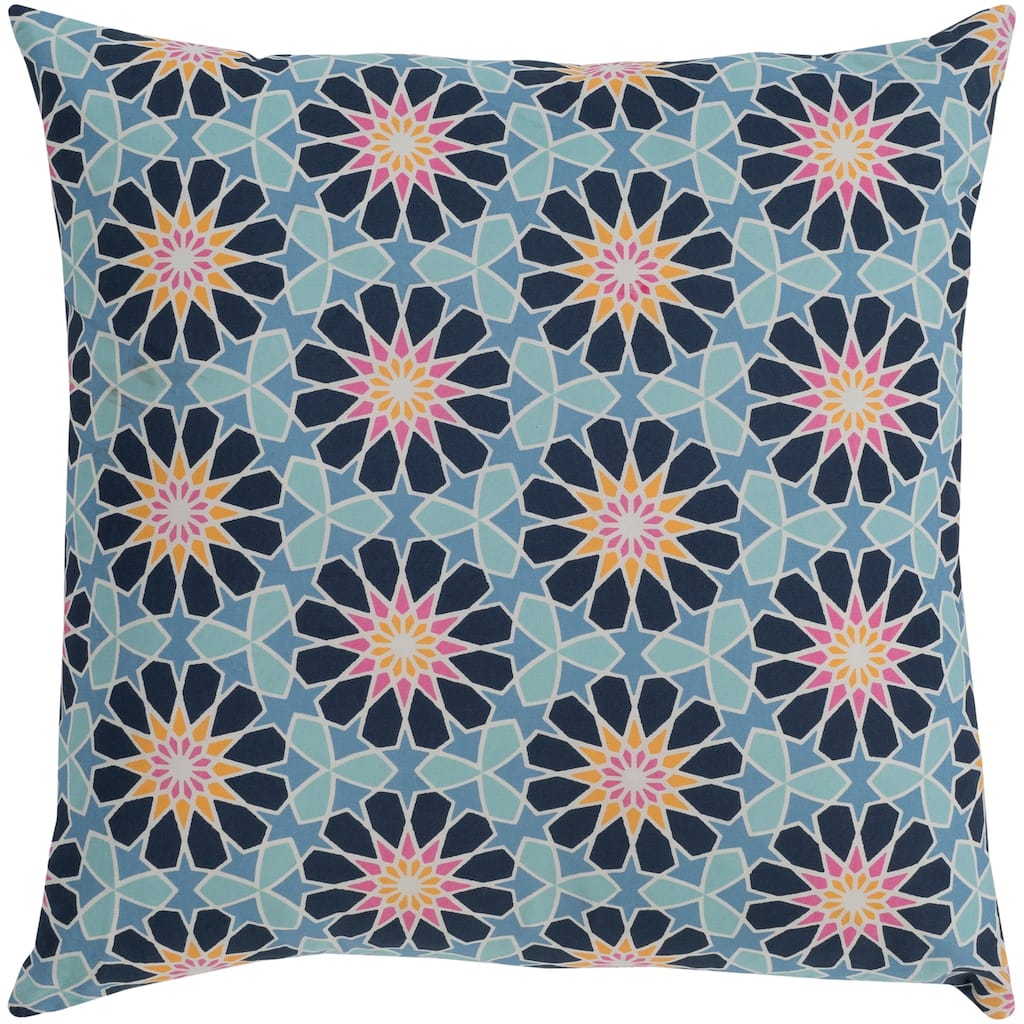 Isaija Medallion Denim Feather Down or Poly Filled Throw Pillow 22-inch