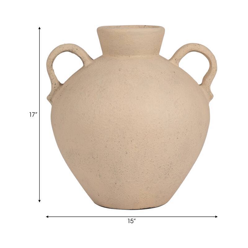 Sagebrook Home Terracotta, 17" Unique Jug With 2 Handles, Amphora, Textured, Durable/stylish item, Serenity/Mysterious