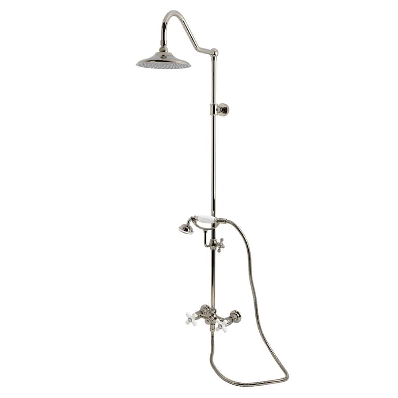 Kingston Brass Kingston Wall Mount Rain Drop Shower System with Hand Shower - Polished Nickel
