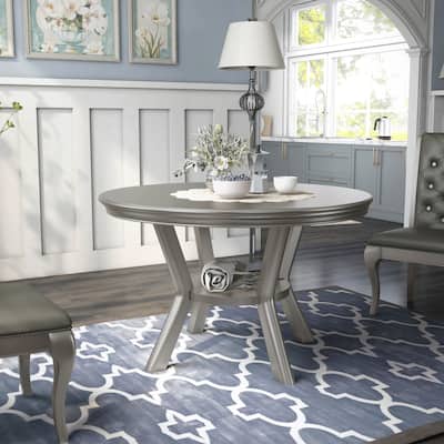 Furniture of America Glam 48-inch Wood Round Dining Table with Shelf
