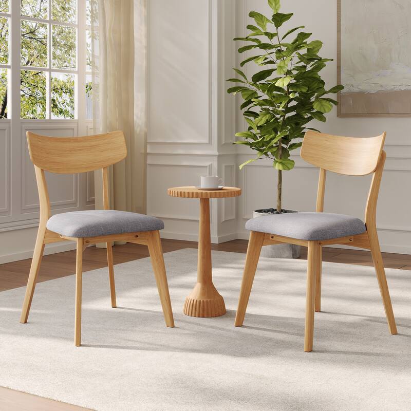 Roomfitters Mid-Century Modern Upholstered Dining Chairs with Wood Legs, Curved Back Kitchen Side Chair, Dark Gray Set of 4