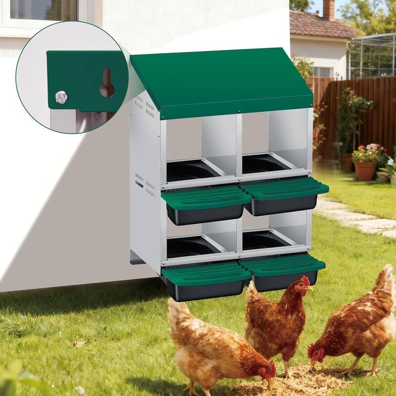 2 Tier 4 Holes Egg-Laying Boxes Nesting Boxes for Chickens Coops