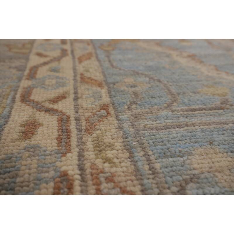 Vegetable Dye Oushak Turkish Area Rug Handmade Floral Wool Carpet - 9'4"x 12'4"