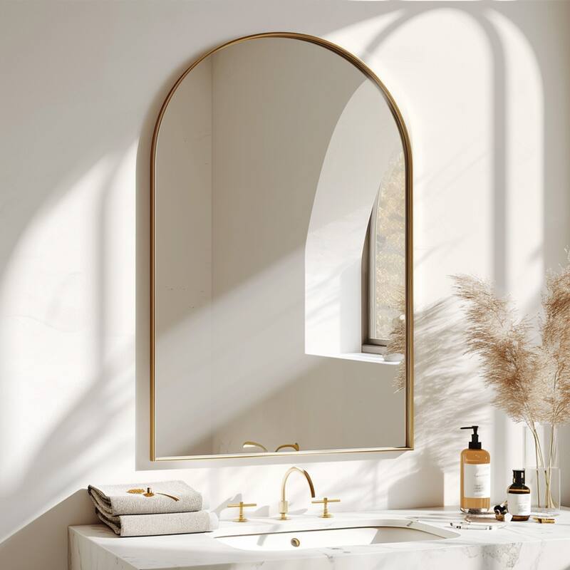 36"H x 24"W Recessed Framed Medicine Cabinet with Mirror and Adjustable Shelves - N/A - Gold