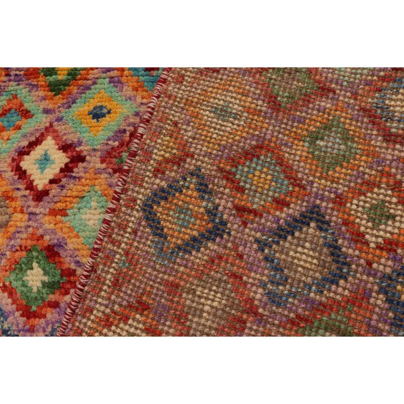 Shabby Chic Balochi Marsh Purple/Rust Hand Knotted Wool Rug - 3'5'' x 4'11''