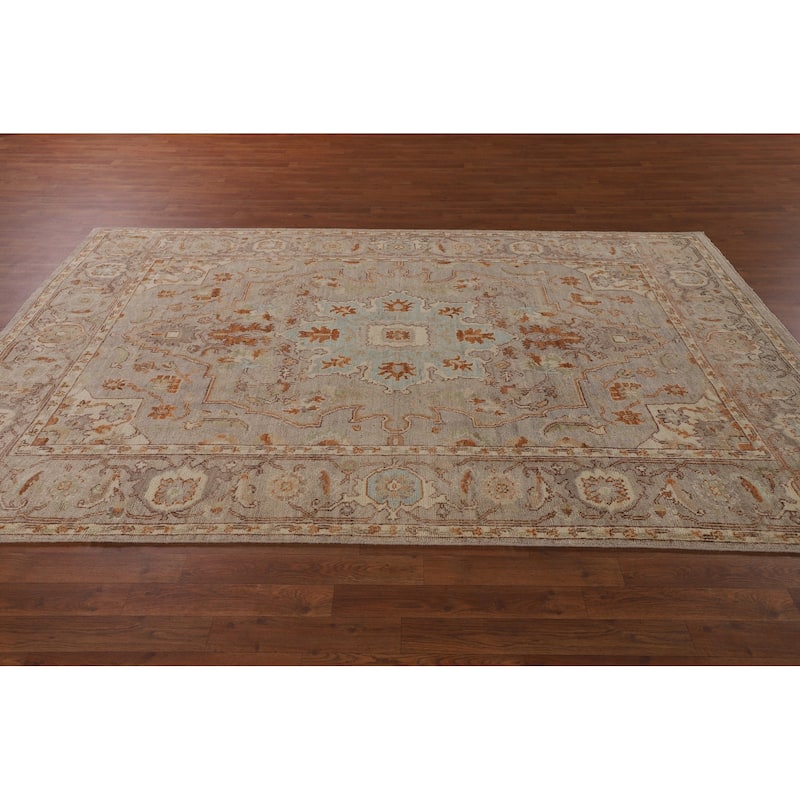Vegetable Dye Oushak Turkish Area Rug Handmade Oriental Wool Carpet - 6'0"x 9'0"