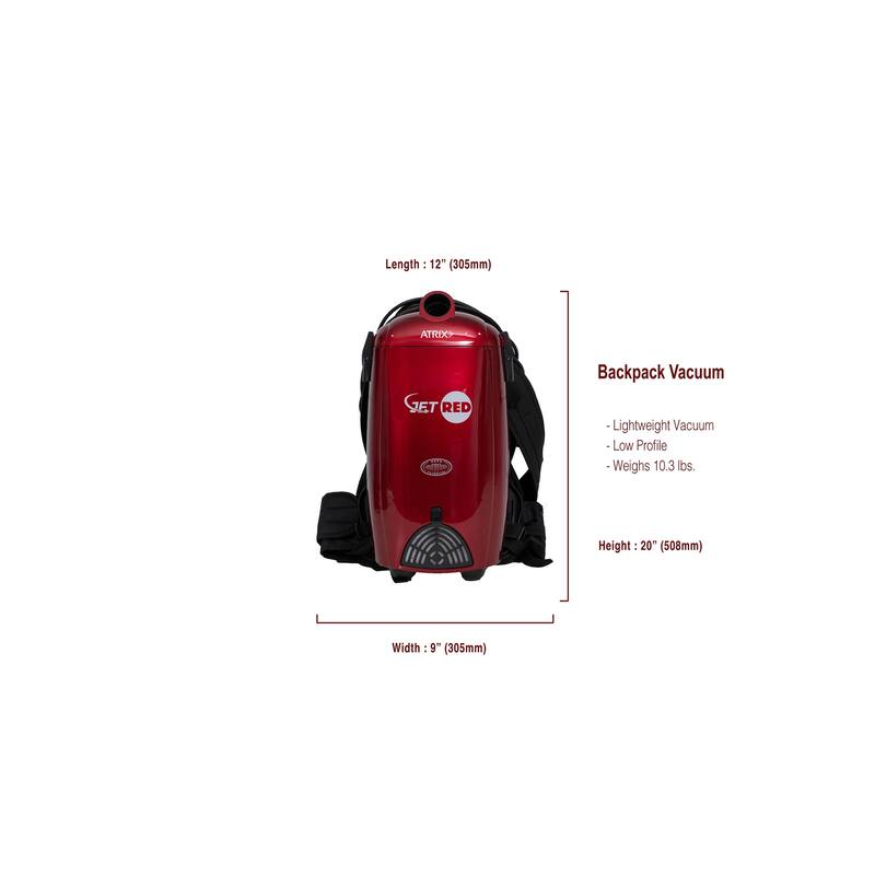 Atrix JR8BPV Jet Red HEPA Backpack Vacuum