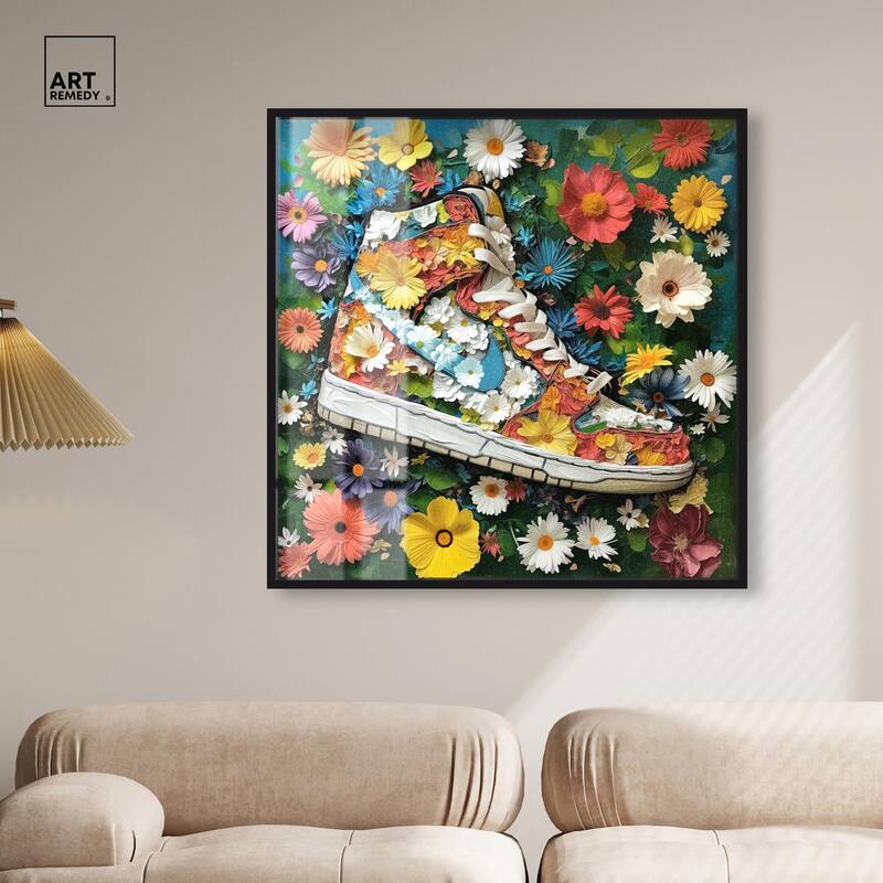 Painted in Floral Sneaker Shadowbox by Art Remedy