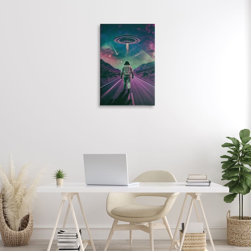 Stupell Alien Spaceship over Astronaut Canvas Wall Art Design By Wumples