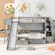 preview thumbnail 2 of 11, Pine Wood Twin over Twin Bunk Kids Bed Frame with Storage Staircase, Slide, Desk with Drawers & Shelves for Bedroom, Grey